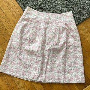 Vintage LILLY PULITZER White Label Skirt Size 4 A-Line White Pink Flowers
